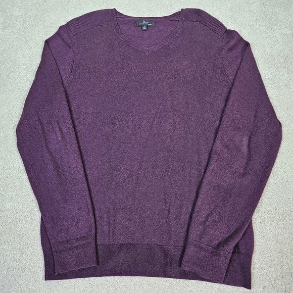 Marc Anthony Other - Marc Anthony Mens V Neck Long Sleeve Sweater Eggplant Sz L Cashmere Blend Preppy
